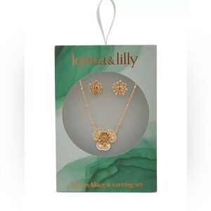 Lonna & Lilly Gold Floral Necklace and Earring Set